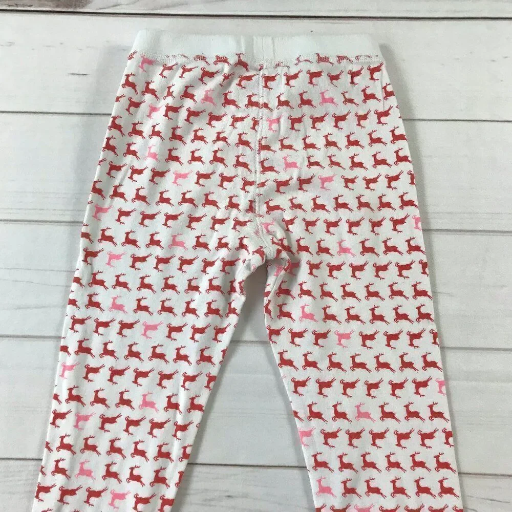 J.Crew Kids Girls Size 10 Red Prancing Reindeers White Pajama Set